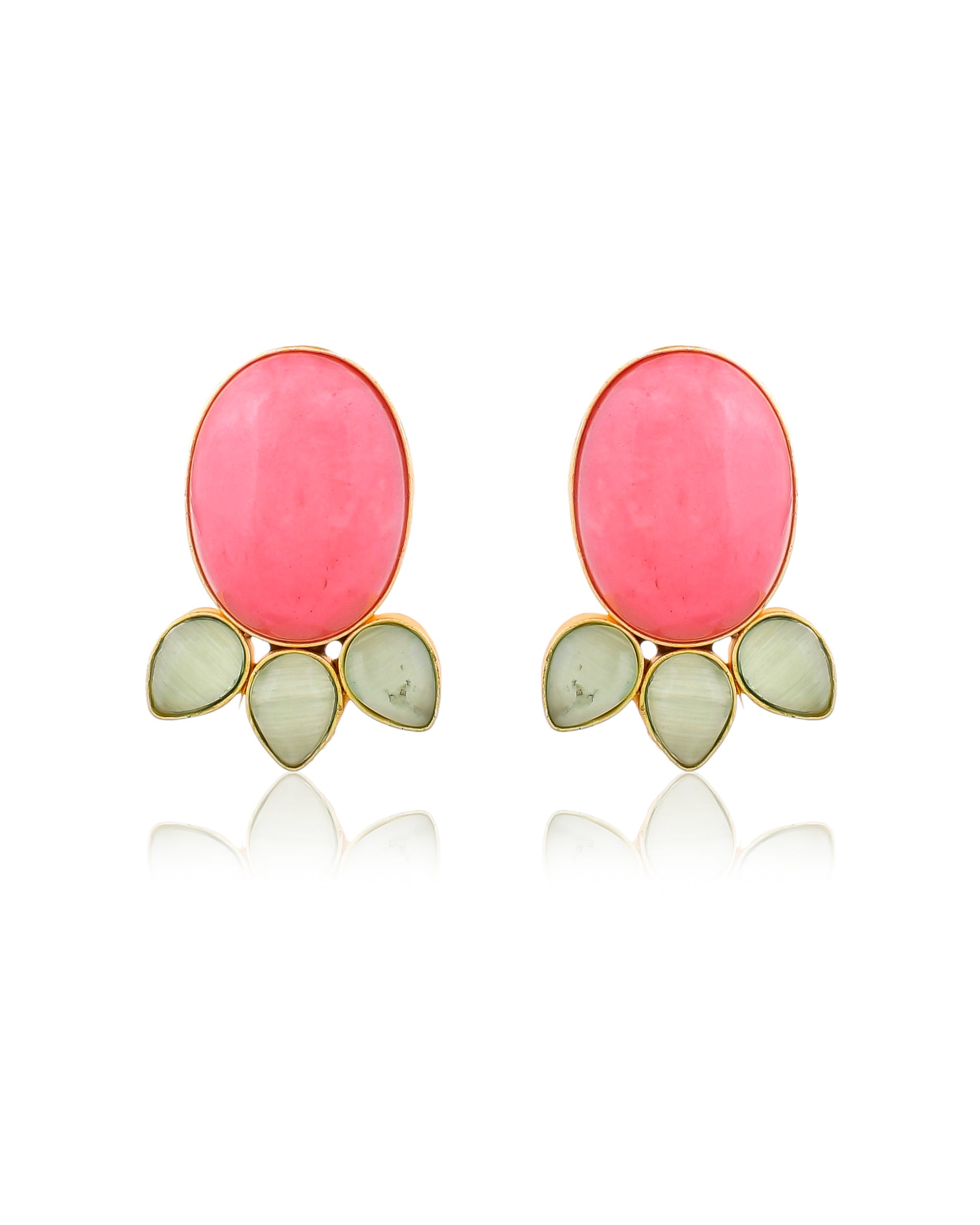 Glimmer Pink Mother of Pearls Necklace Set with Earrings